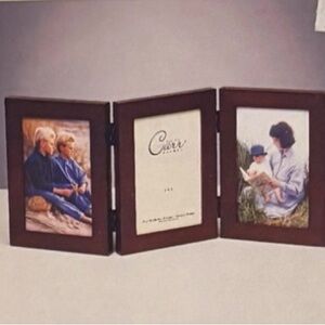 Carr Tri-Fold Tabletop 4x6 Walnut Photo Frame Decorative Home Accent.